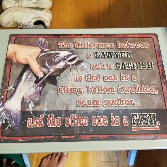 Rivers edge Metal sign fish and lawyers humor sealed - Picture 2 of 6